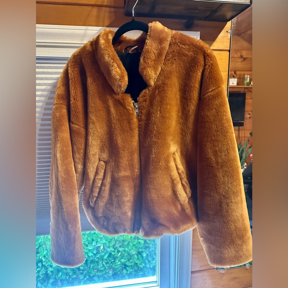 Free People Faux Fur Bomber Style Coat